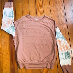 Tie-dye Sleeve Crewneck Sweatshirt_Size XS